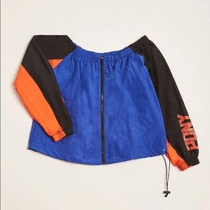 Off Shoulder Windbreaker Top